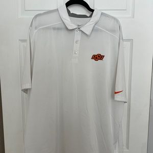Oklahoma State Men’s Collared White Shirt Orange Nike Size XXL